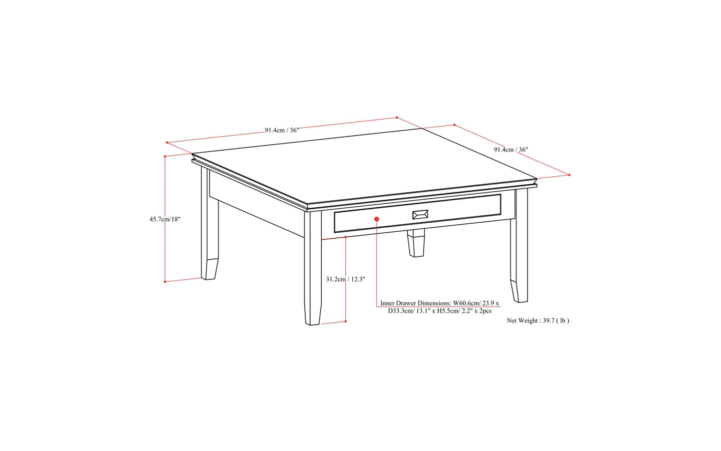 Russet Brown | Artisan Square Coffee Table