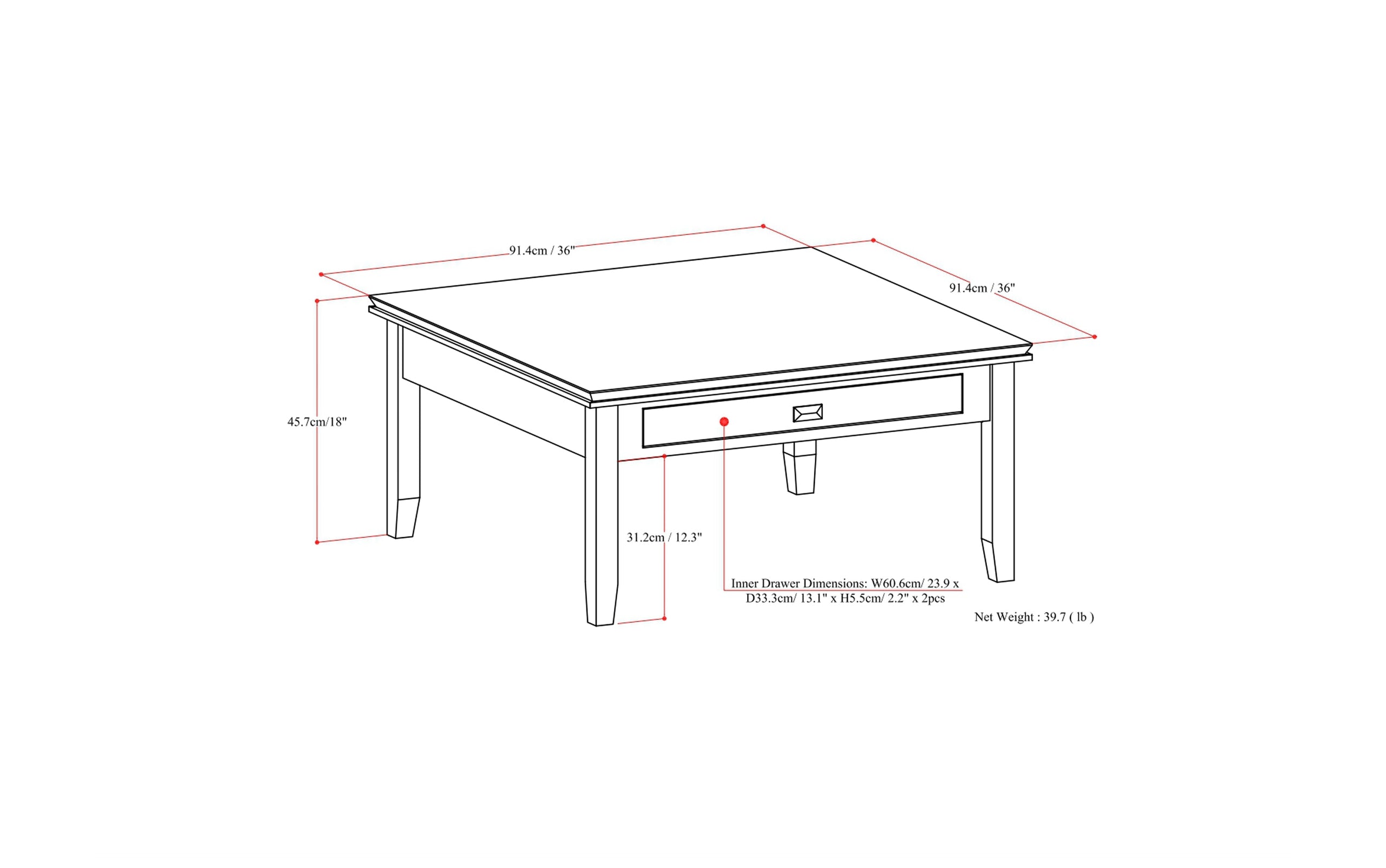 Russet Brown | Artisan Square Coffee Table