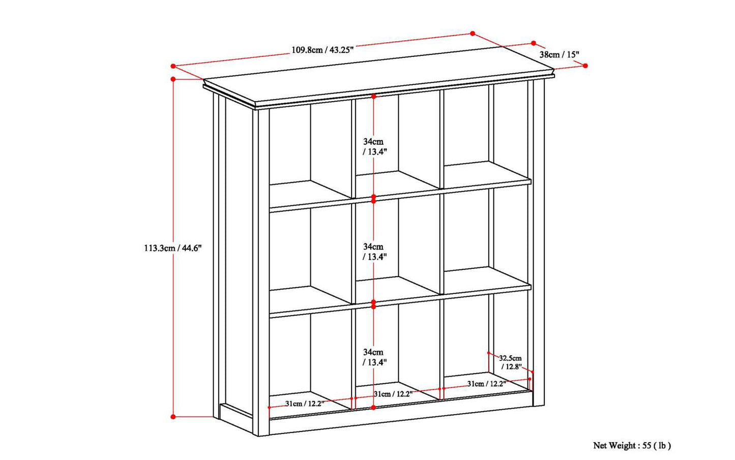 Distressed Grey | Artisan Nine Cube Bookcase & Storage