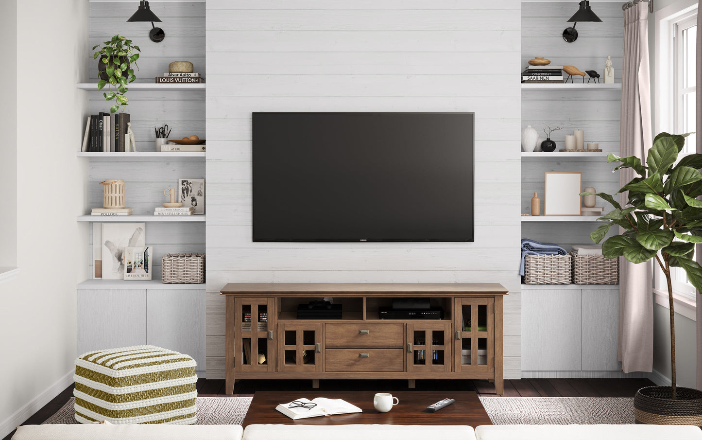 Rustic Natural Aged Brown | Artisan 72 inch Tall TV Stand