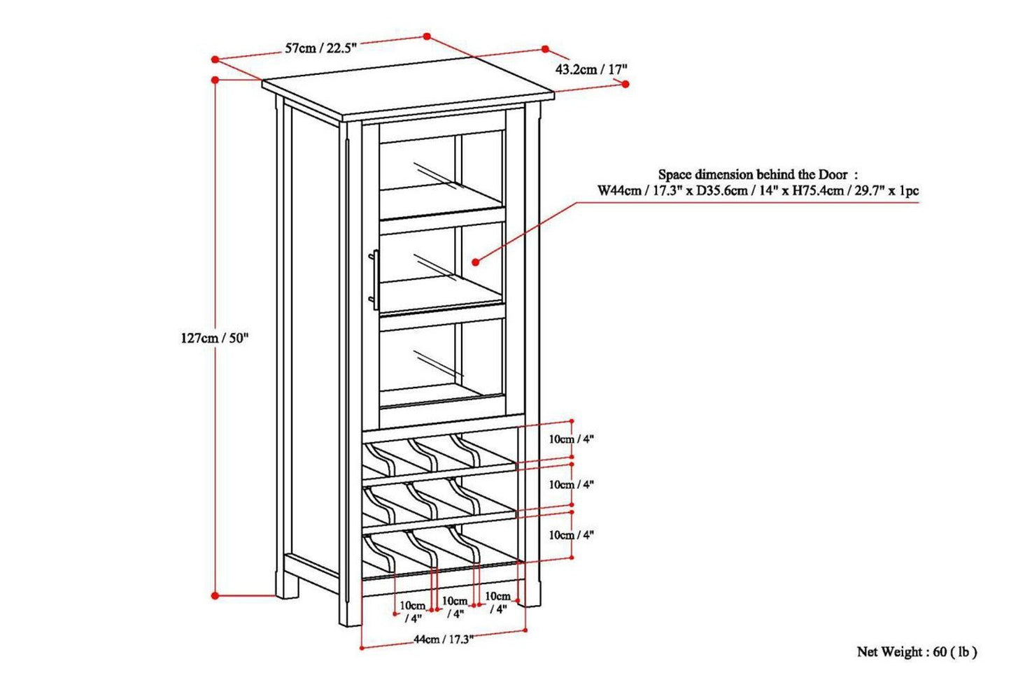 Rich Tobacco Brown | Avalon Wine Rack & Storage Cabinet