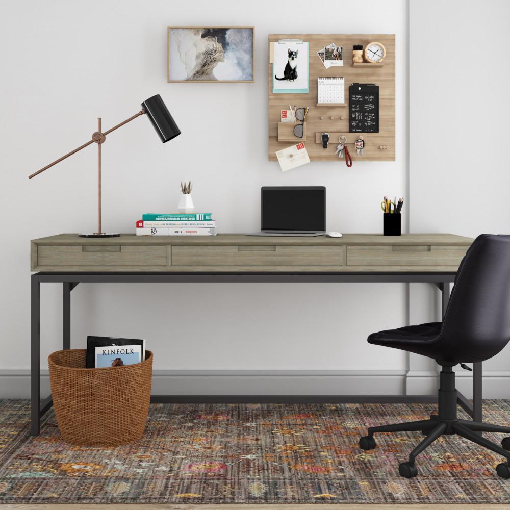 Distressed Grey Rubberwood | Banting Mid Century Wide Desk