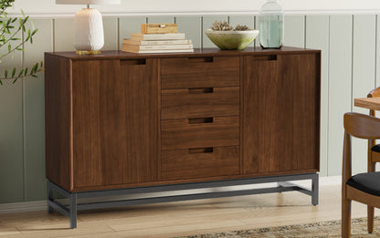 Walnut Veneer Walnut | Banting Mid Century Sideboard with Centre Drawers