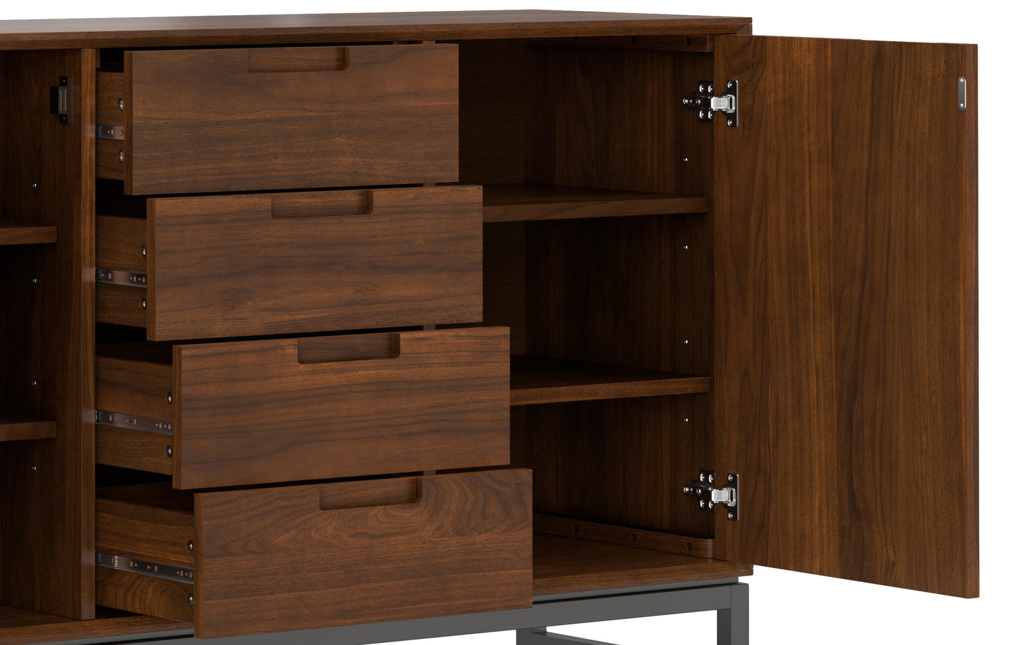 Walnut Veneer Walnut | Banting Mid Century Sideboard with Centre Drawers