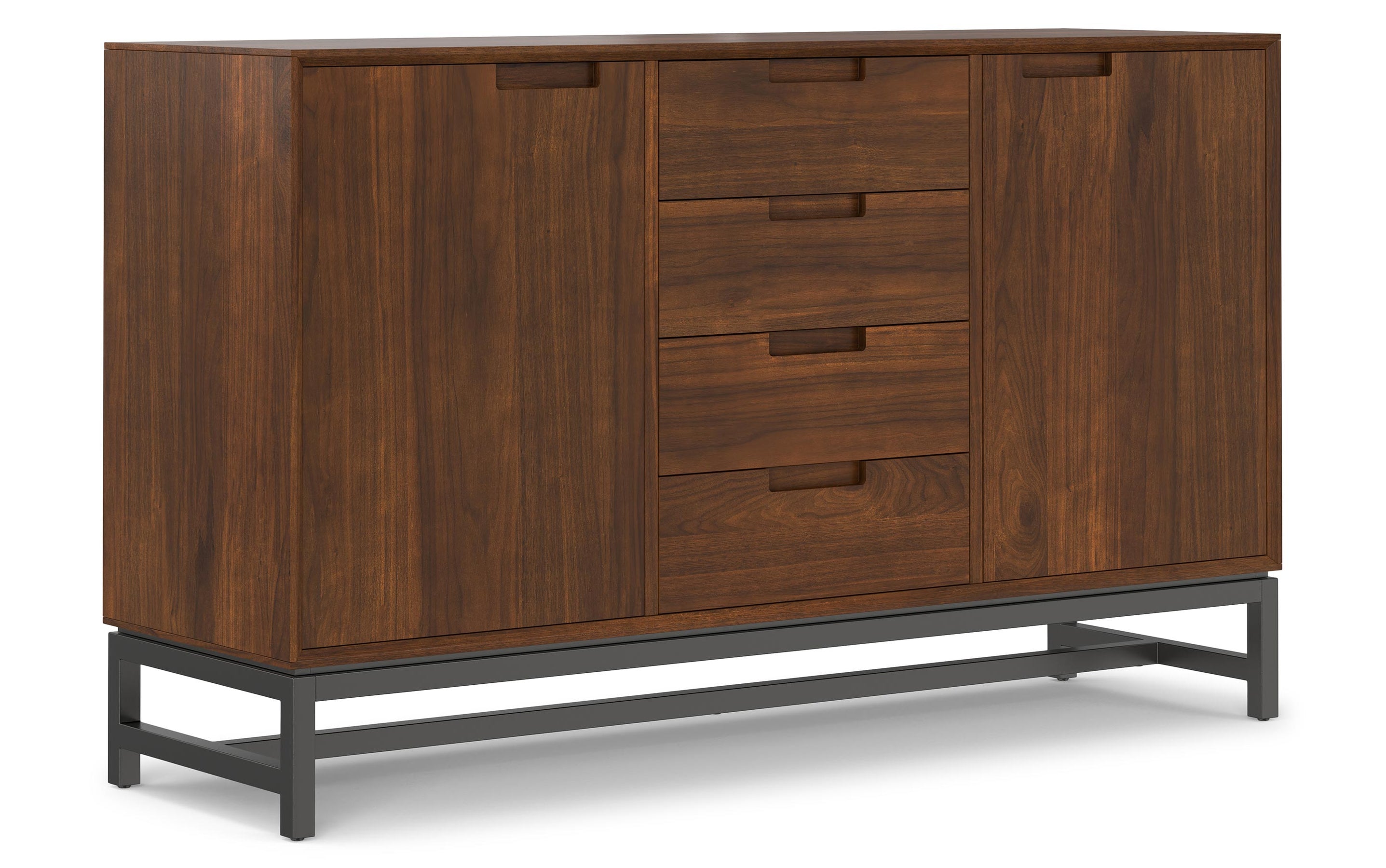 Walnut Veneer Walnut | Banting Mid Century Sideboard with Centre Drawers