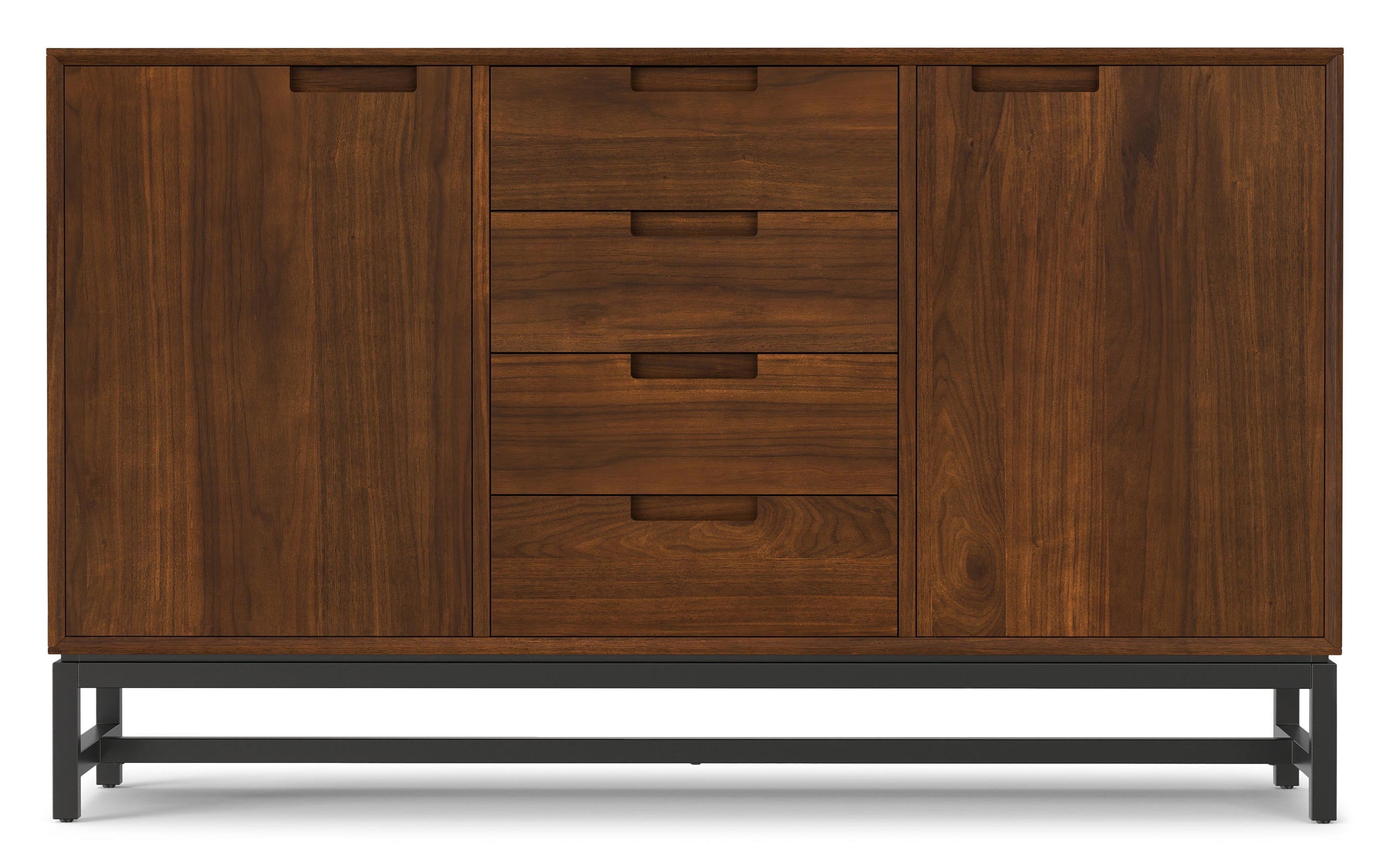 Walnut Veneer Walnut | Banting Mid Century Sideboard with Centre Drawers