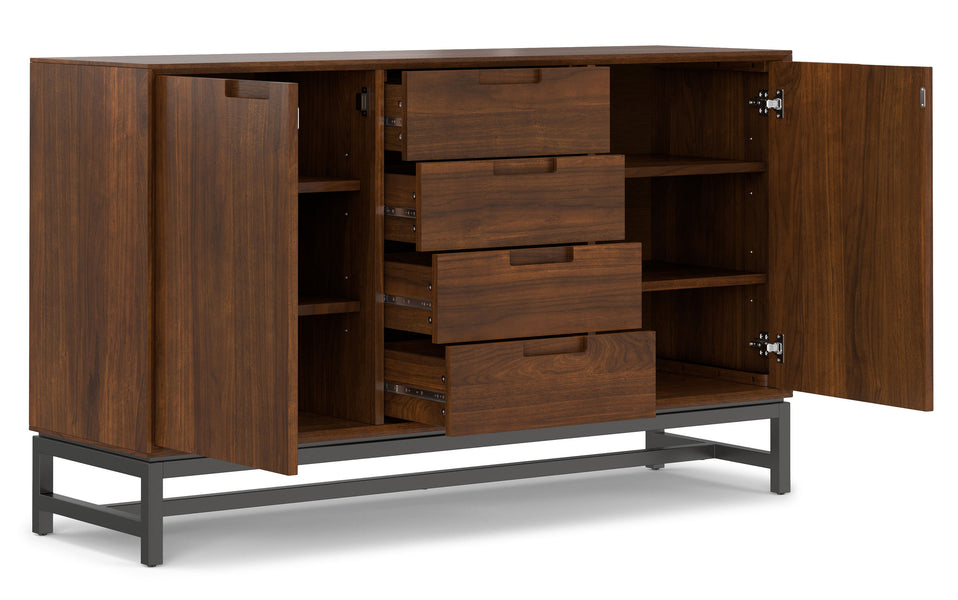 Walnut Veneer Walnut | Banting Mid Century Sideboard with Centre Drawers