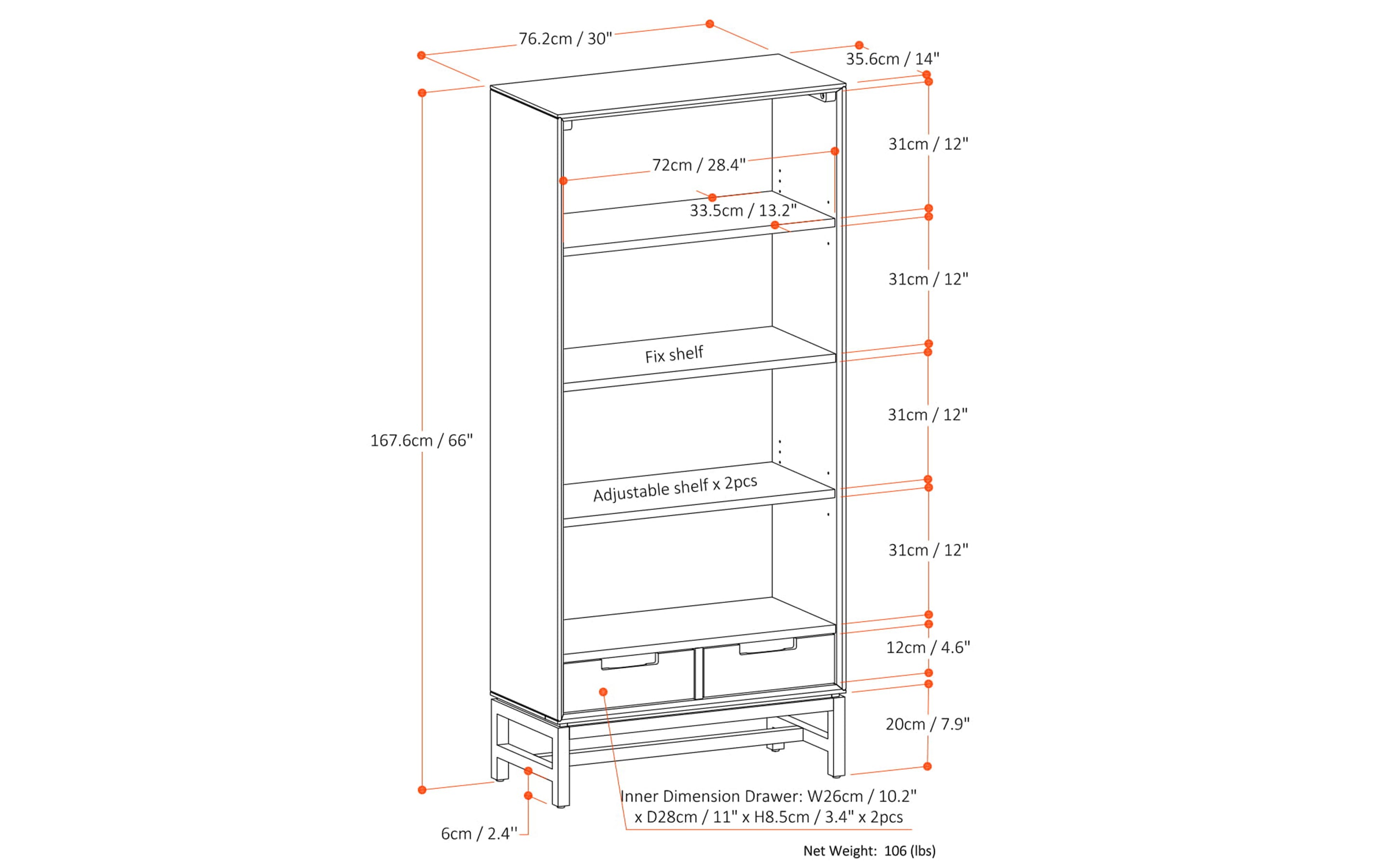 Walnut Walnut | Banting Bookcase| Banting Bookcase