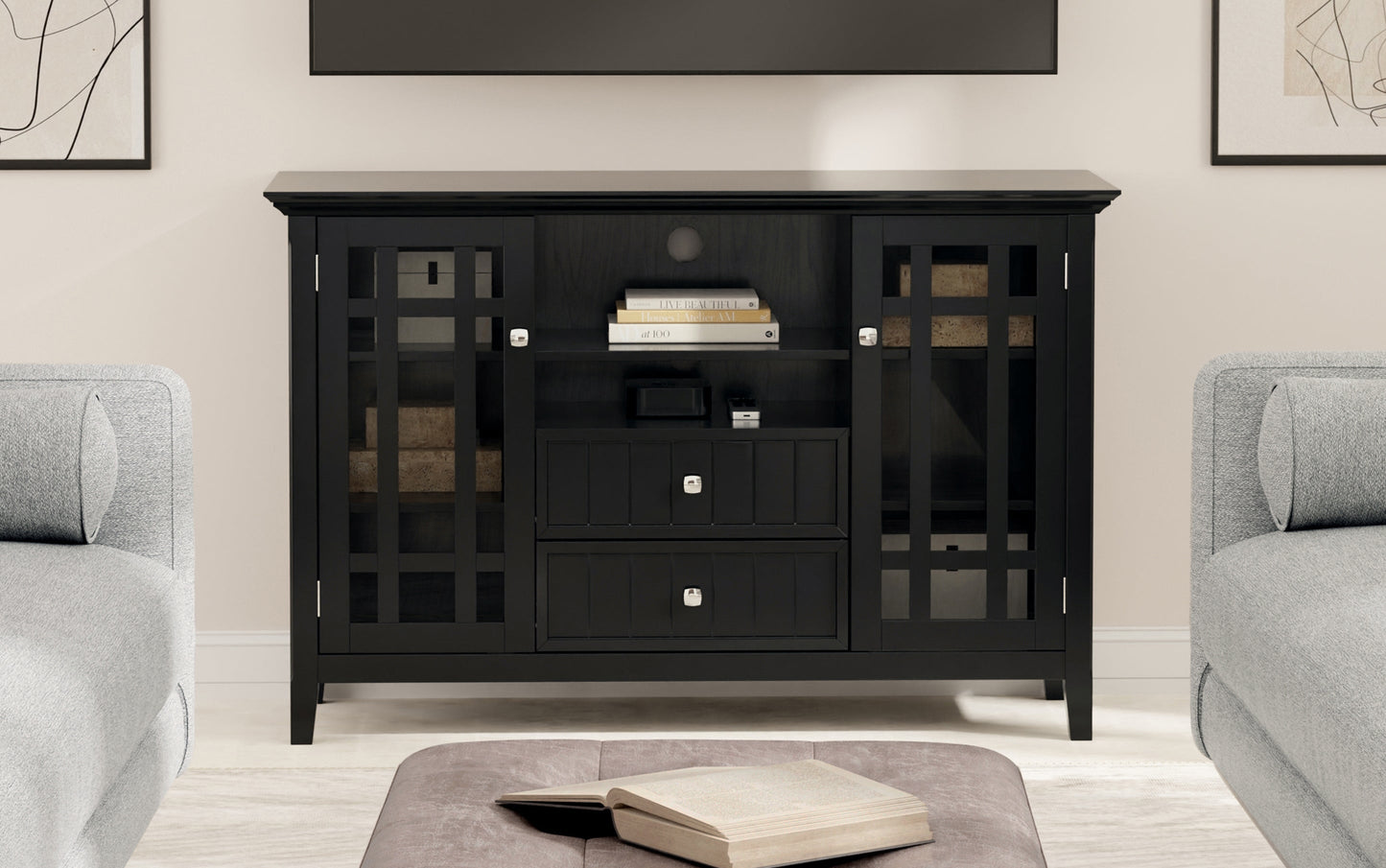 Black Solid Wood - Pine | Bedford Tall TV Stand