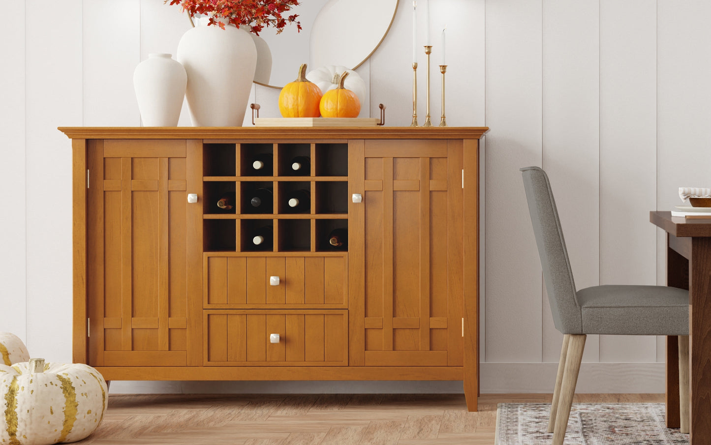 Light Golden Brown | Bedford Sideboard Buffet & Winerack