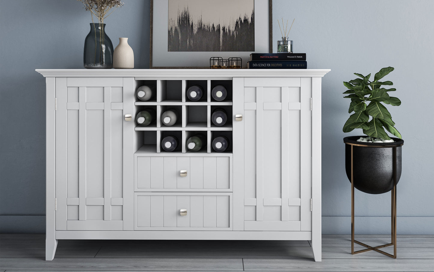 White | Bedford Sideboard Buffet & Winerack