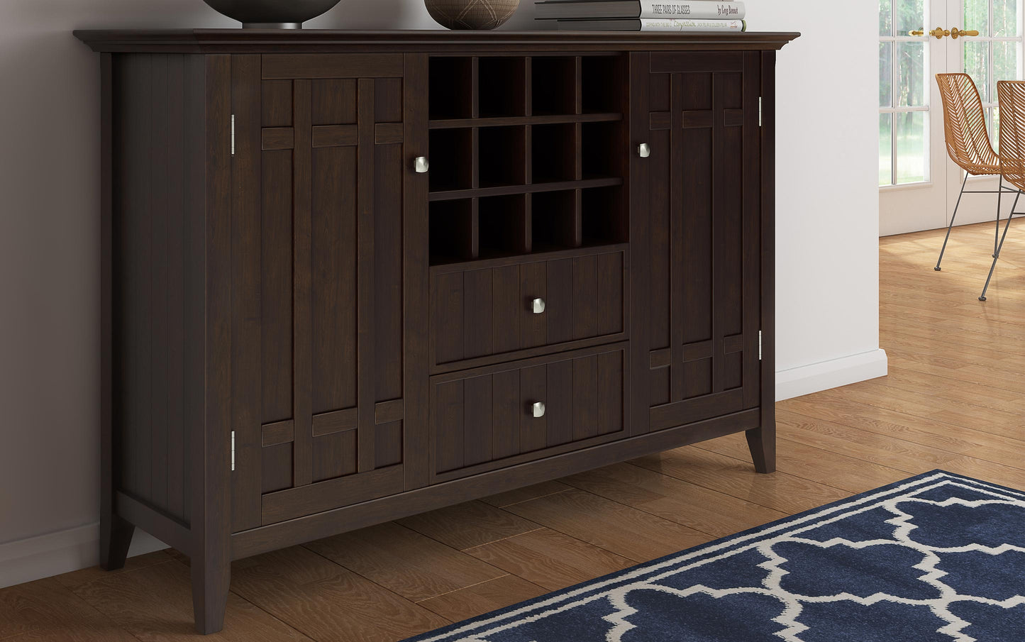 Dark Chestnut Brown | Bedford Sideboard Buffet & Winerack