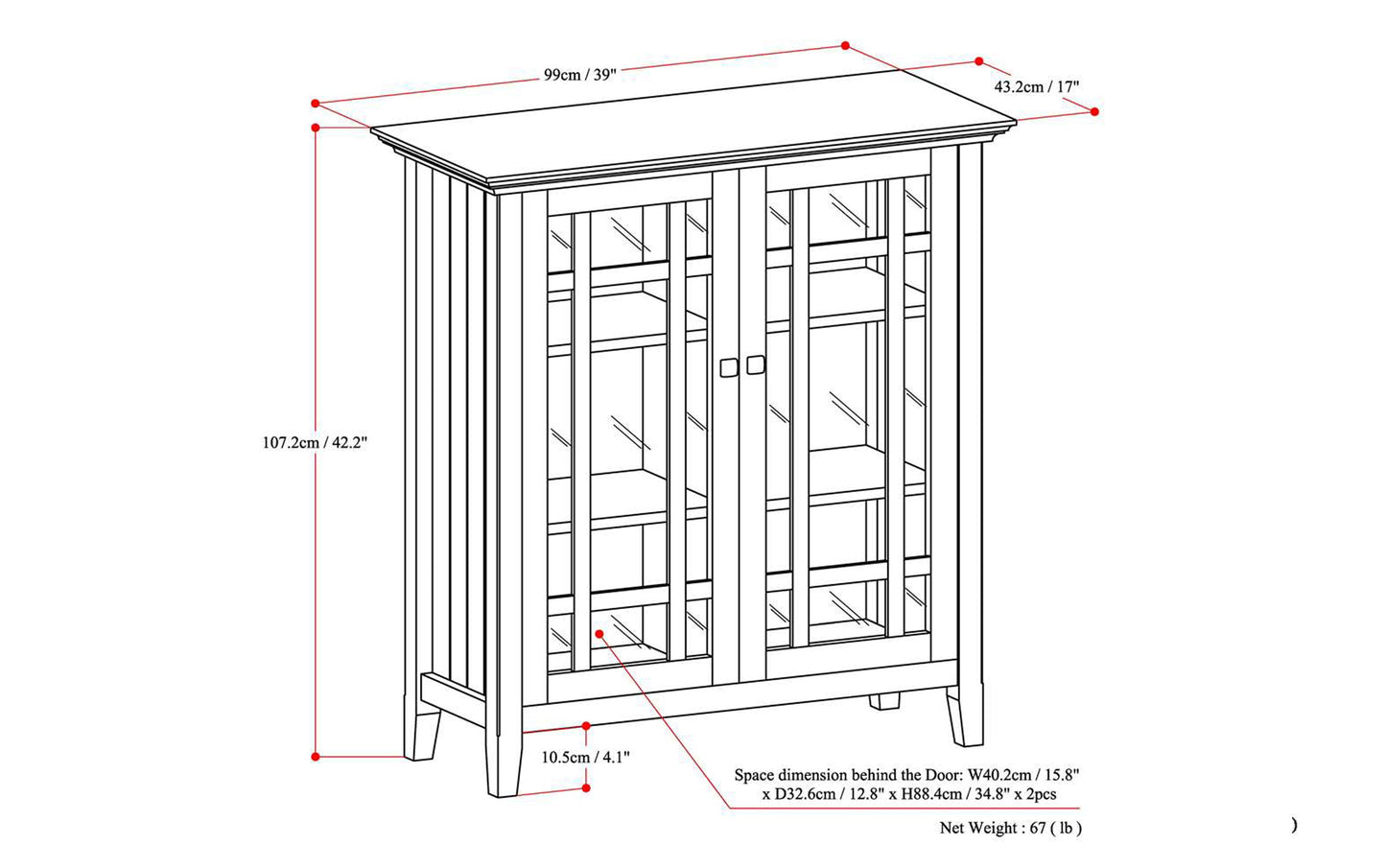 Hickory Brown | Bedford Medium Storage Cabinet