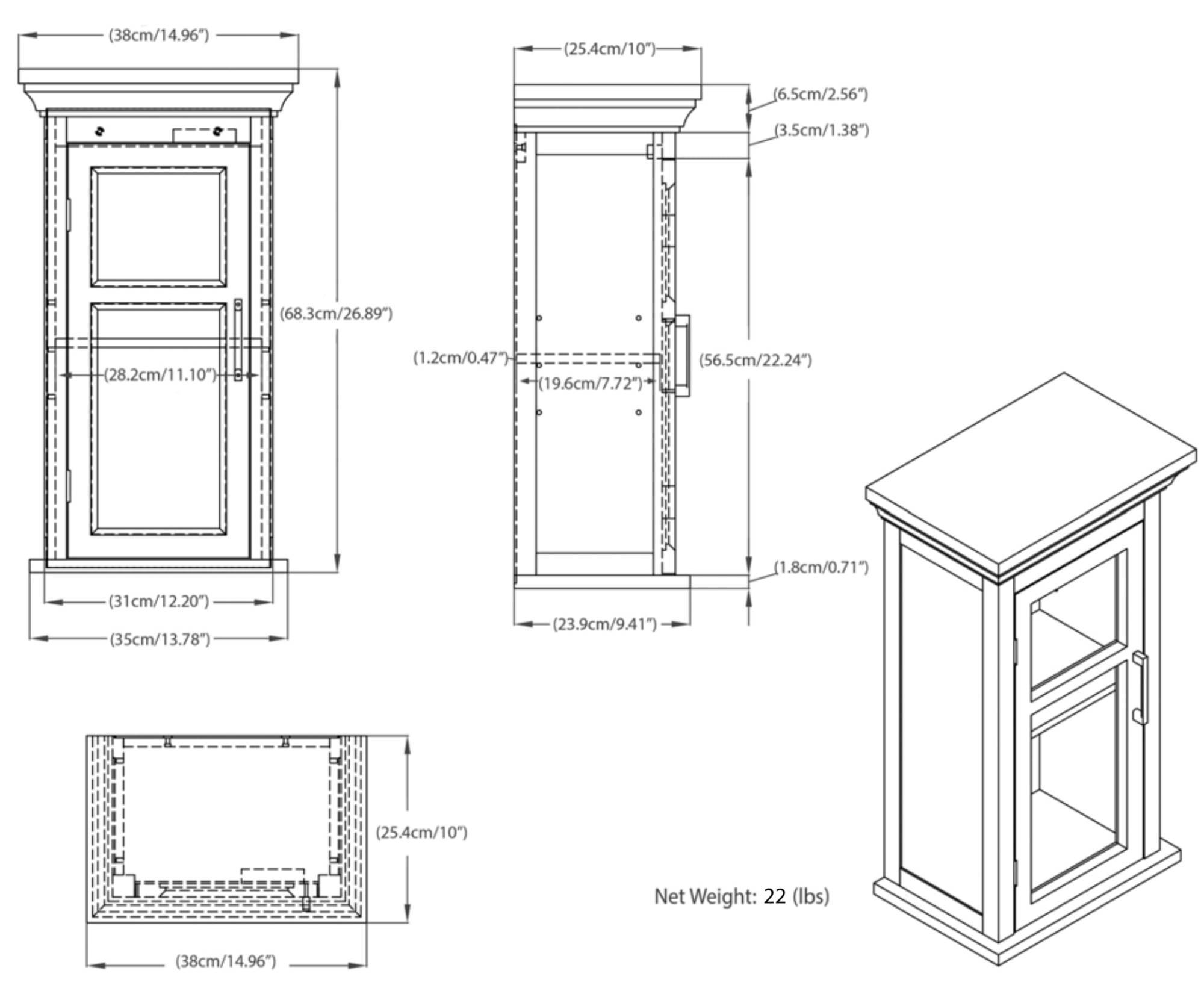 Pure White | Avington Single Door Wall Cabinet