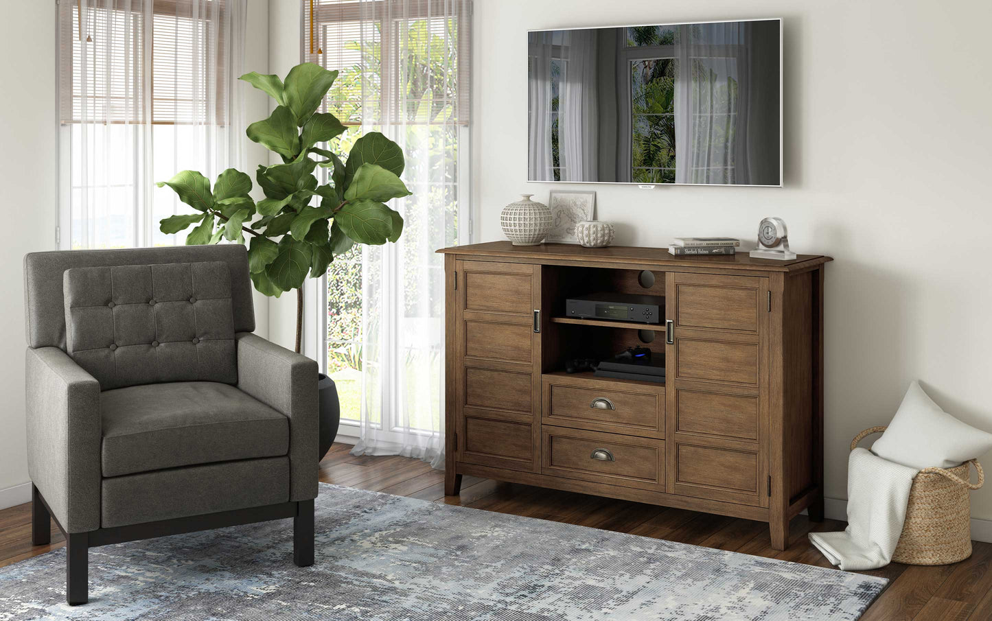 Rustic Natural Aged Brown | Burlington Tall TV Stand