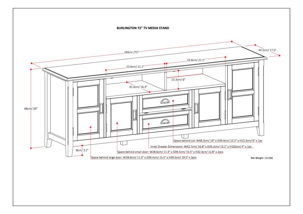 Distressed Grey | Burlington 72 inch TV Media Stand