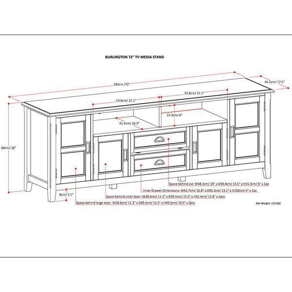 Mahogany Brown | Burlington 72 inch TV Media Stand