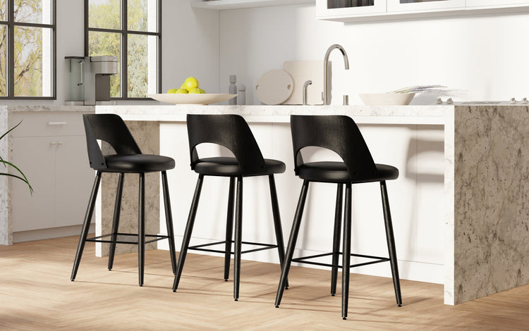 Black Vegan Leather | Callie Counter Height stool (Set of 2)