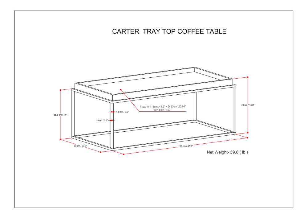 Carter Tray Top Coffee Table