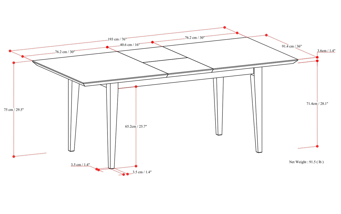 Colby Extendable Dining Table in Oak