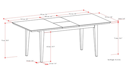 Colby Extendable Dining Table in Oak