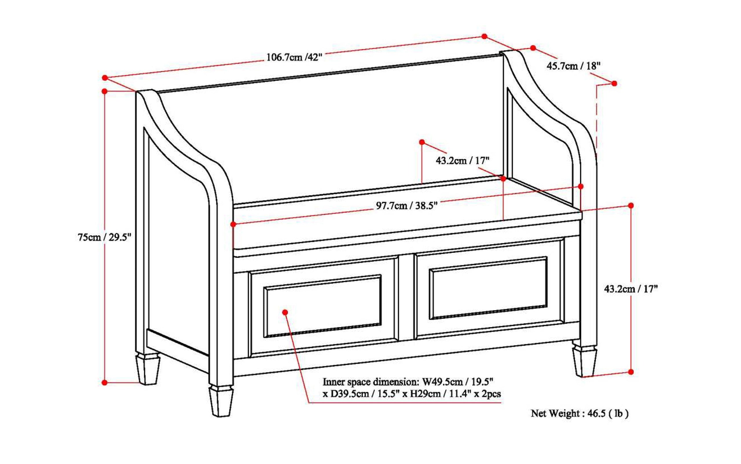 Distressed Grey | Connaught Entryway Storage Bench