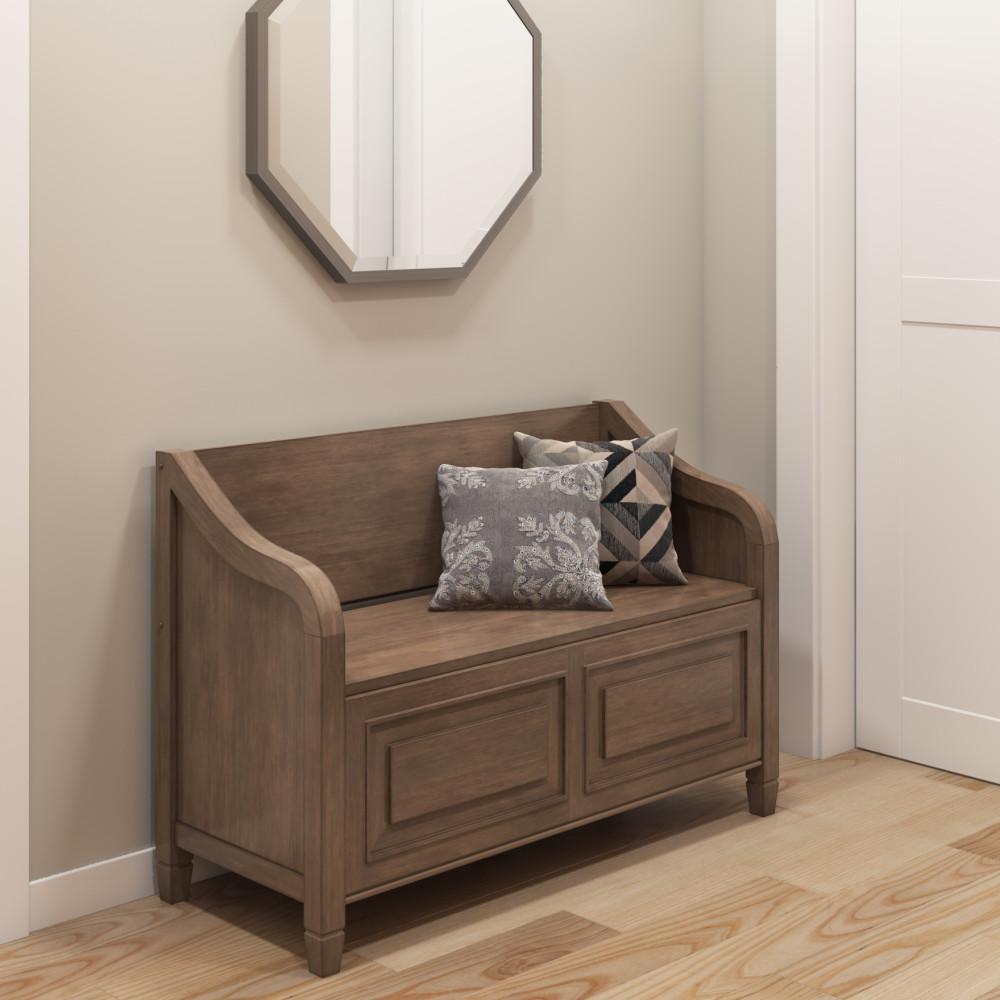 Rustic Natural Aged Brown | Connaught Entryway Storage Bench