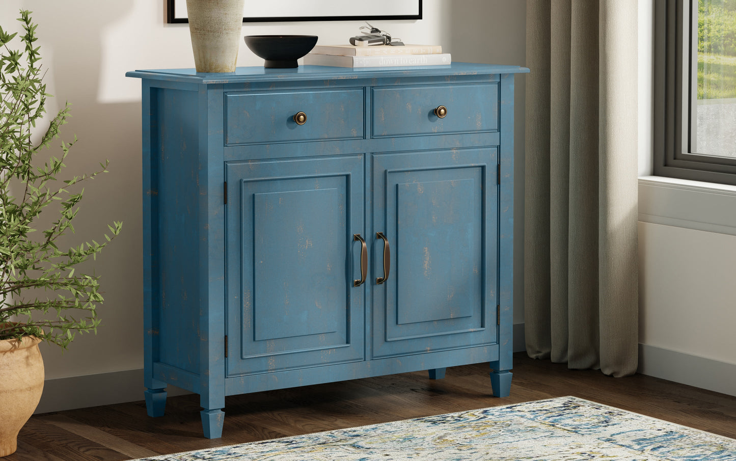 Distressed Coastal Blue | Connaught Entryway Storage Cabinet