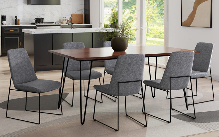 Grey Linen Style Fabric | Corina / Hunter 7-Piece Dining Set