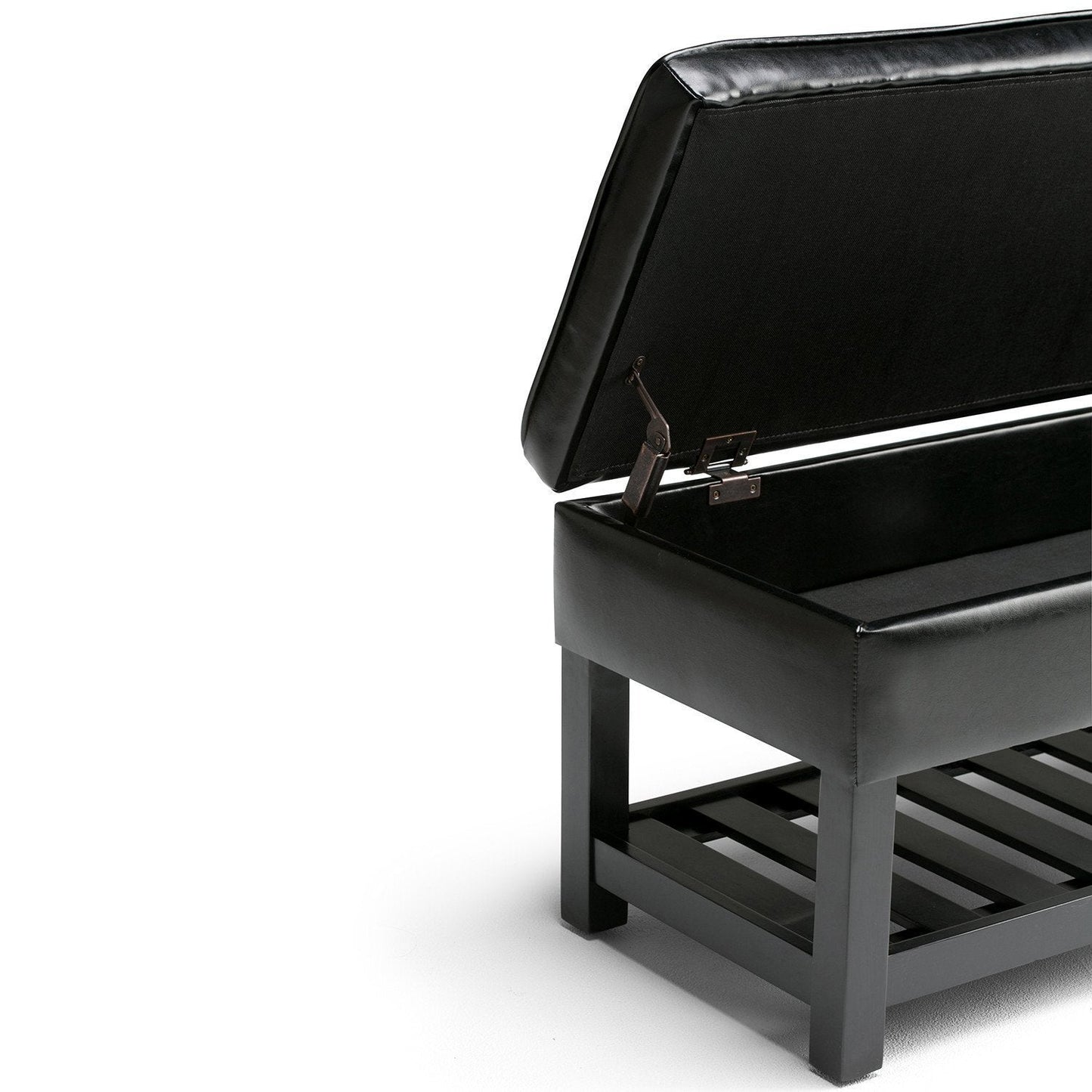 Midnight Black Vegan Leather | Cosmopolitan Vegan Leather Storage Ottoman Bench