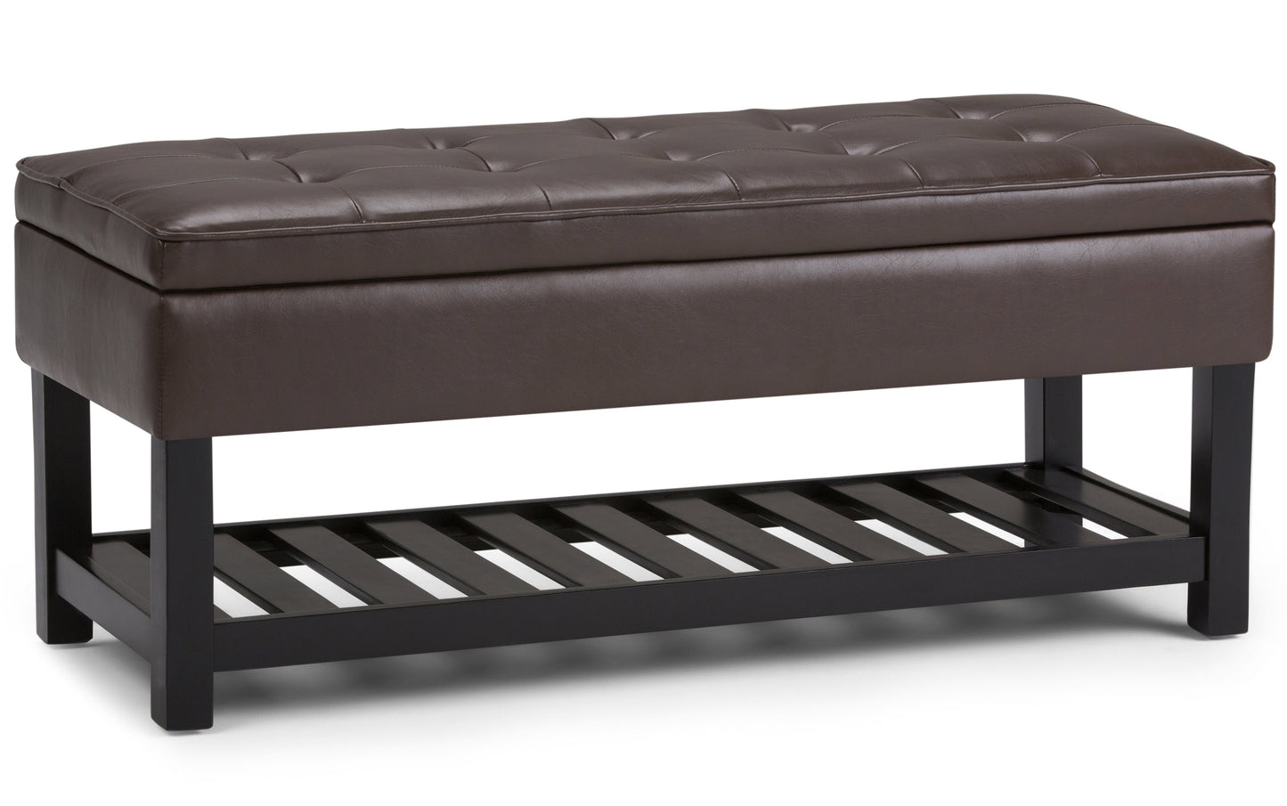 Chocolate Brown Vegan Leather | Cosmopolitan Vegan Leather Storage Ottoman Bench