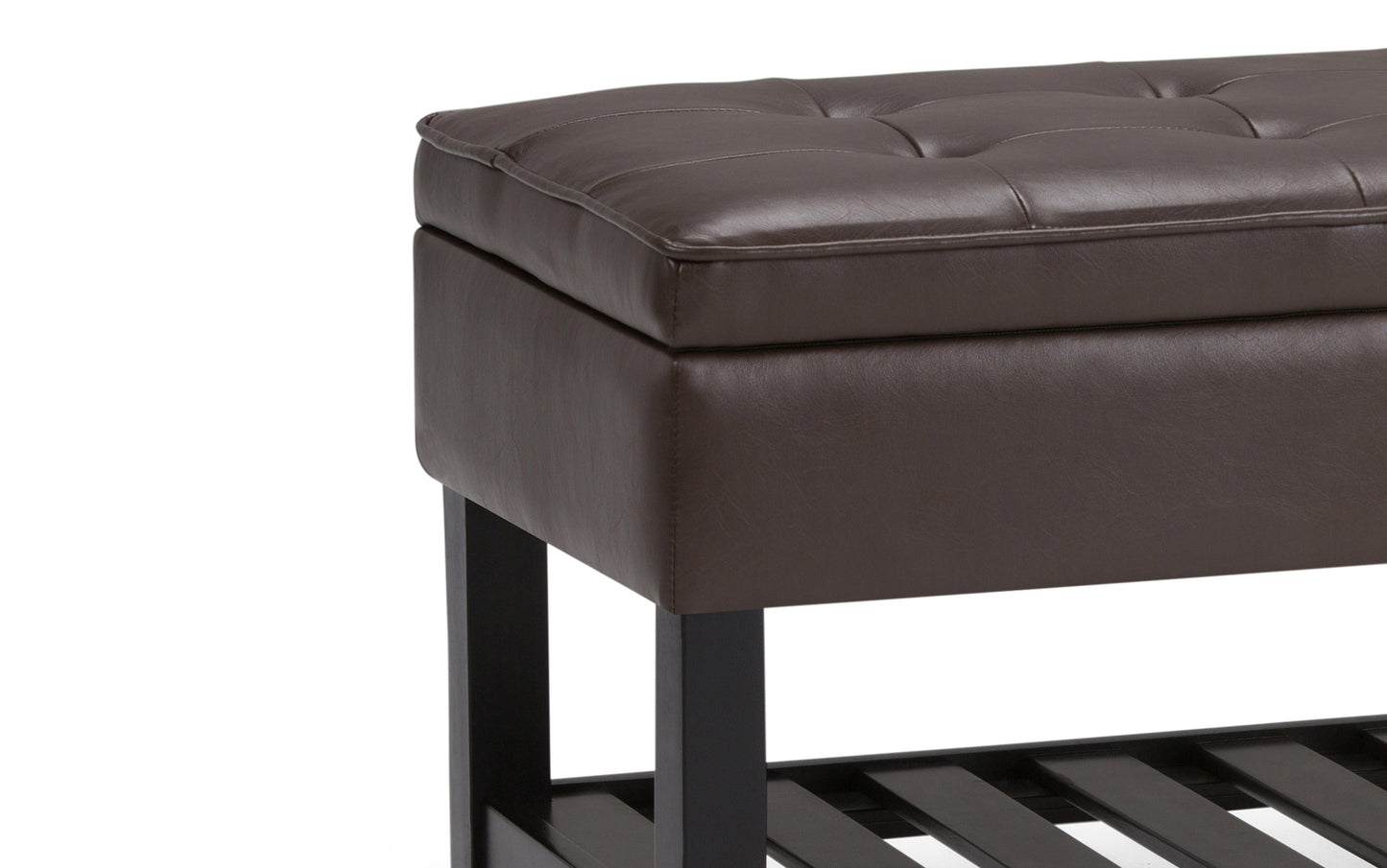 Chocolate Brown Vegan Leather | Cosmopolitan Vegan Leather Storage Ottoman Bench