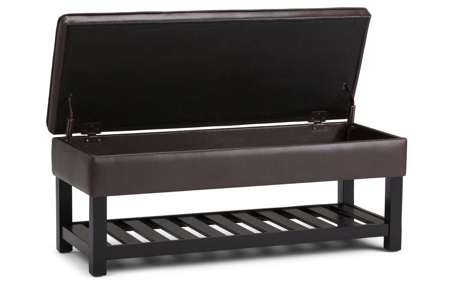 Chocolate Brown Vegan Leather | Cosmopolitan Vegan Leather Storage Ottoman Bench