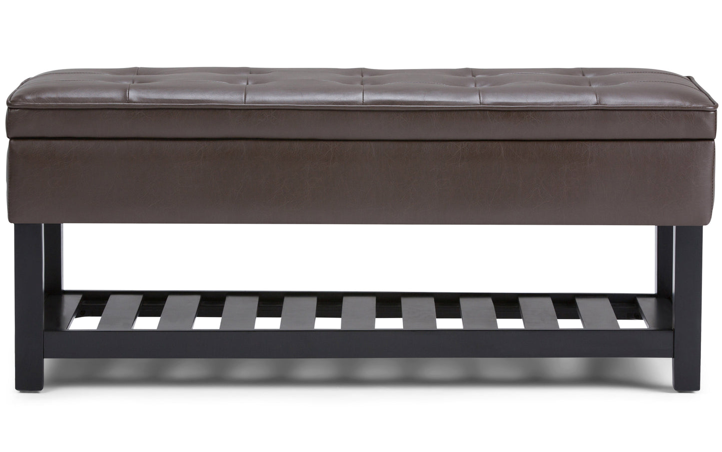 Chocolate Brown Vegan Leather | Cosmopolitan Vegan Leather Storage Ottoman Bench