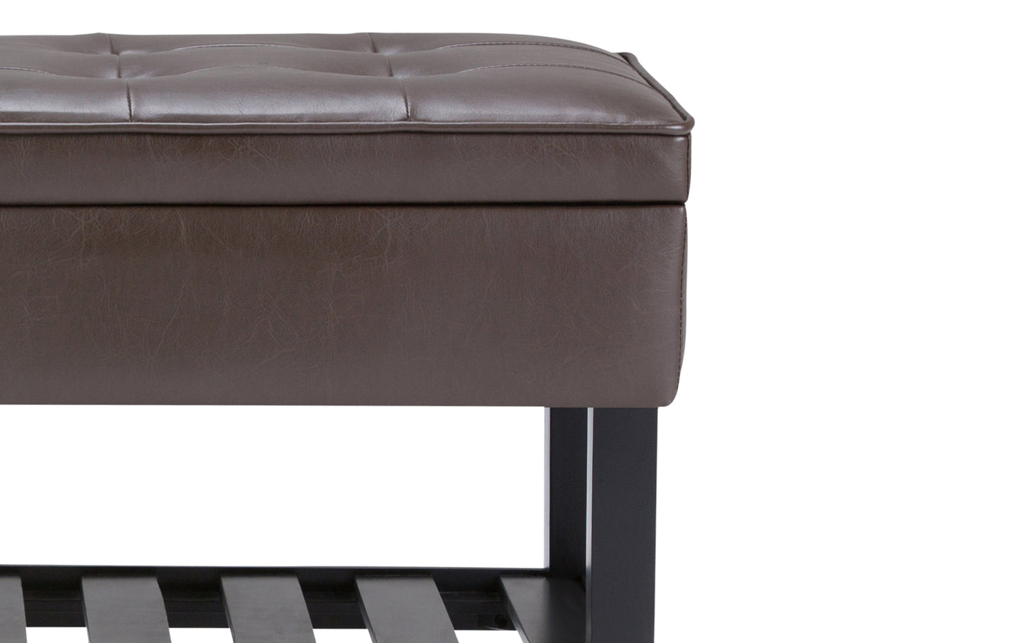 Chocolate Brown Vegan Leather | Cosmopolitan Vegan Leather Storage Ottoman Bench