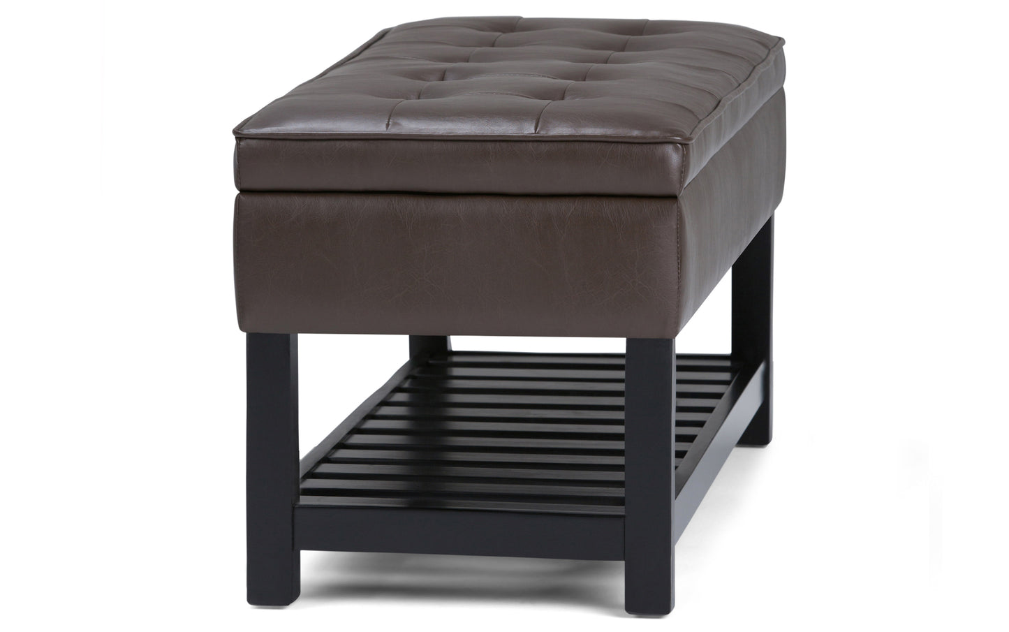 Chocolate Brown Vegan Leather | Cosmopolitan Vegan Leather Storage Ottoman Bench