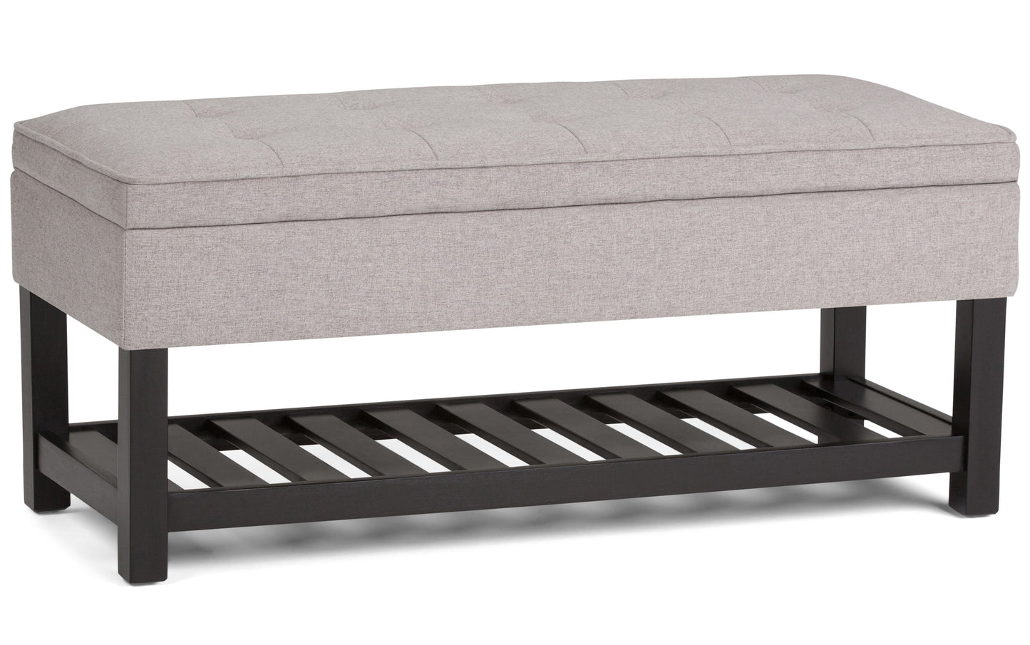 Cloud Grey Linen Style Fabric | Cosmopolitan Entryway Storage Ottoman Bench