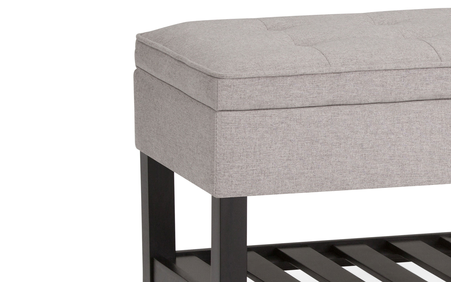 Cloud Grey Linen Style Fabric | Cosmopolitan Entryway Storage Ottoman Bench