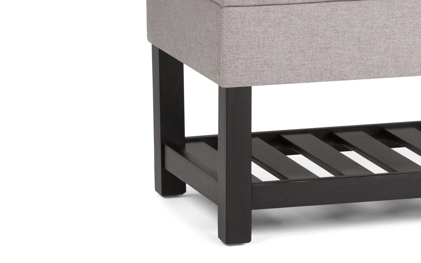 Cloud Grey Linen Style Fabric | Cosmopolitan Entryway Storage Ottoman Bench