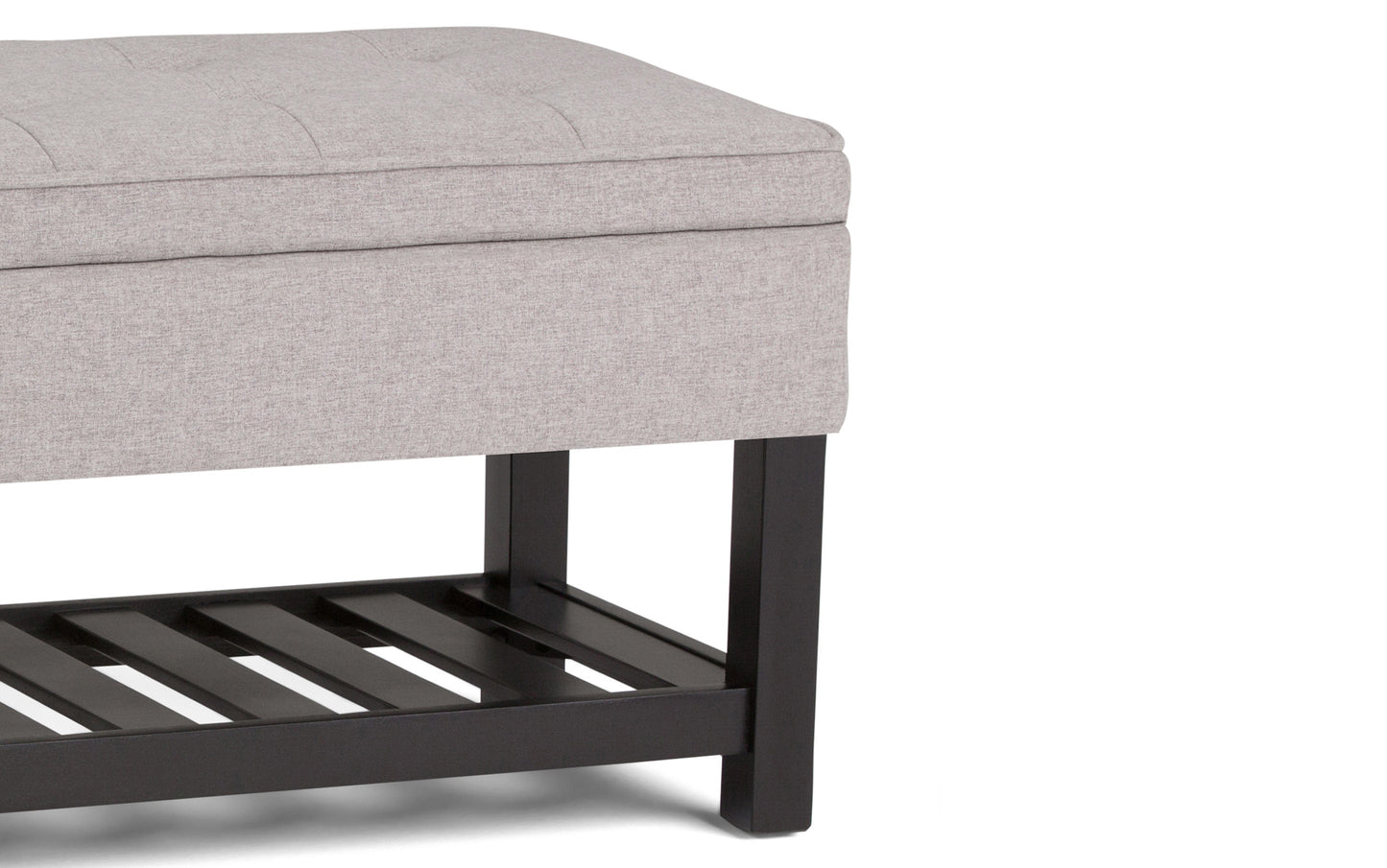 Cloud Grey Linen Style Fabric | Cosmopolitan Entryway Storage Ottoman Bench