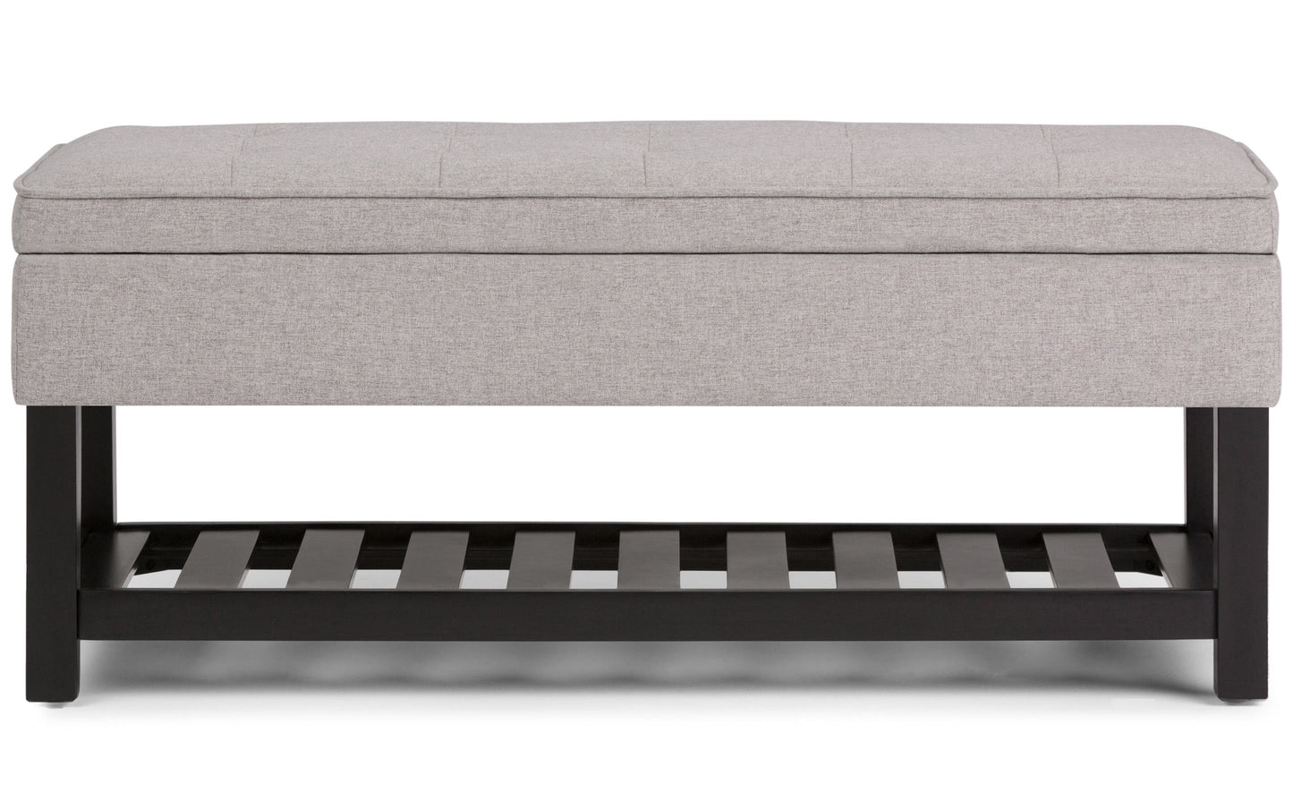 Cloud Grey Linen Style Fabric | Cosmopolitan Entryway Storage Ottoman Bench