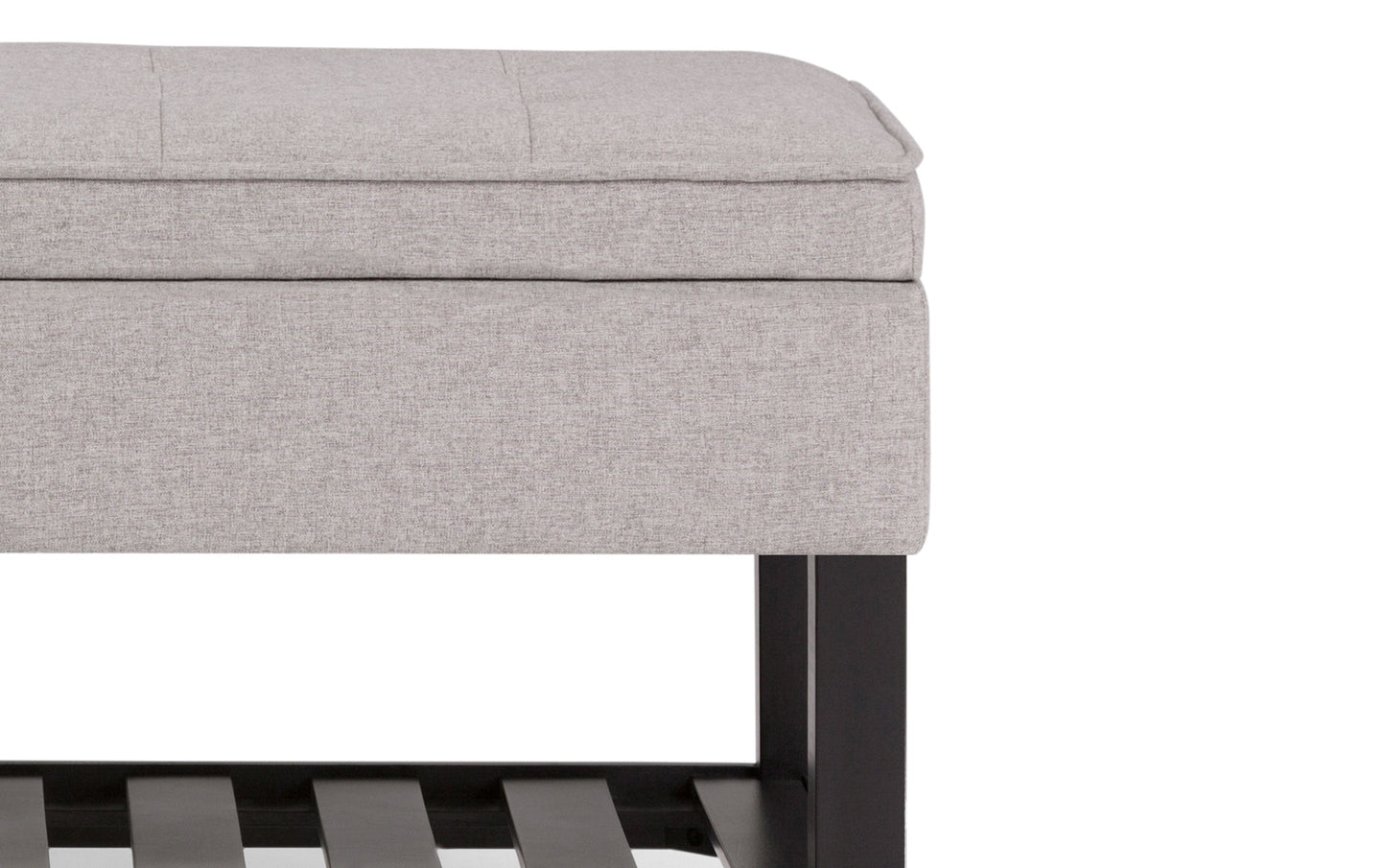 Cloud Grey Linen Style Fabric | Cosmopolitan Entryway Storage Ottoman Bench