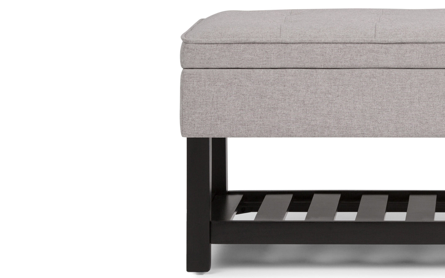 Cloud Grey Linen Style Fabric | Cosmopolitan Entryway Storage Ottoman Bench