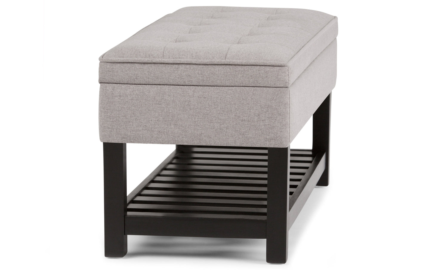 Cloud Grey Linen Style Fabric | Cosmopolitan Entryway Storage Ottoman Bench