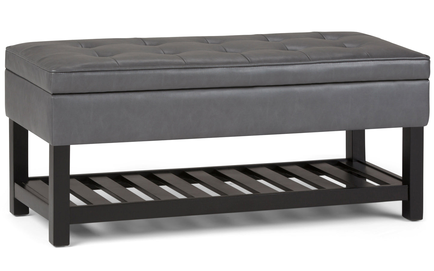 Stone Grey Vegan Leather | Cosmopolitan Entryway Storage Ottoman Bench