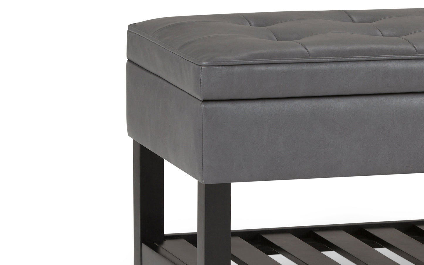 Stone Grey Vegan Leather | Cosmopolitan Entryway Storage Ottoman Bench