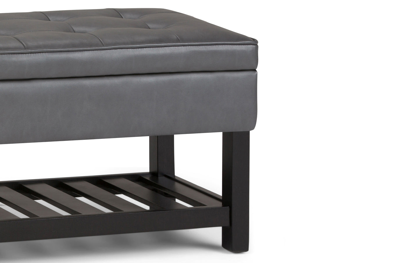 Stone Grey Vegan Leather | Cosmopolitan Entryway Storage Ottoman Bench