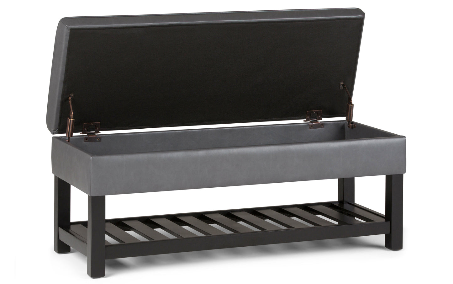 Stone Grey Vegan Leather | Cosmopolitan Entryway Storage Ottoman Bench