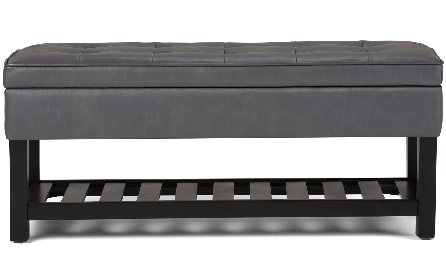 Stone Grey Vegan Leather | Cosmopolitan Entryway Storage Ottoman Bench