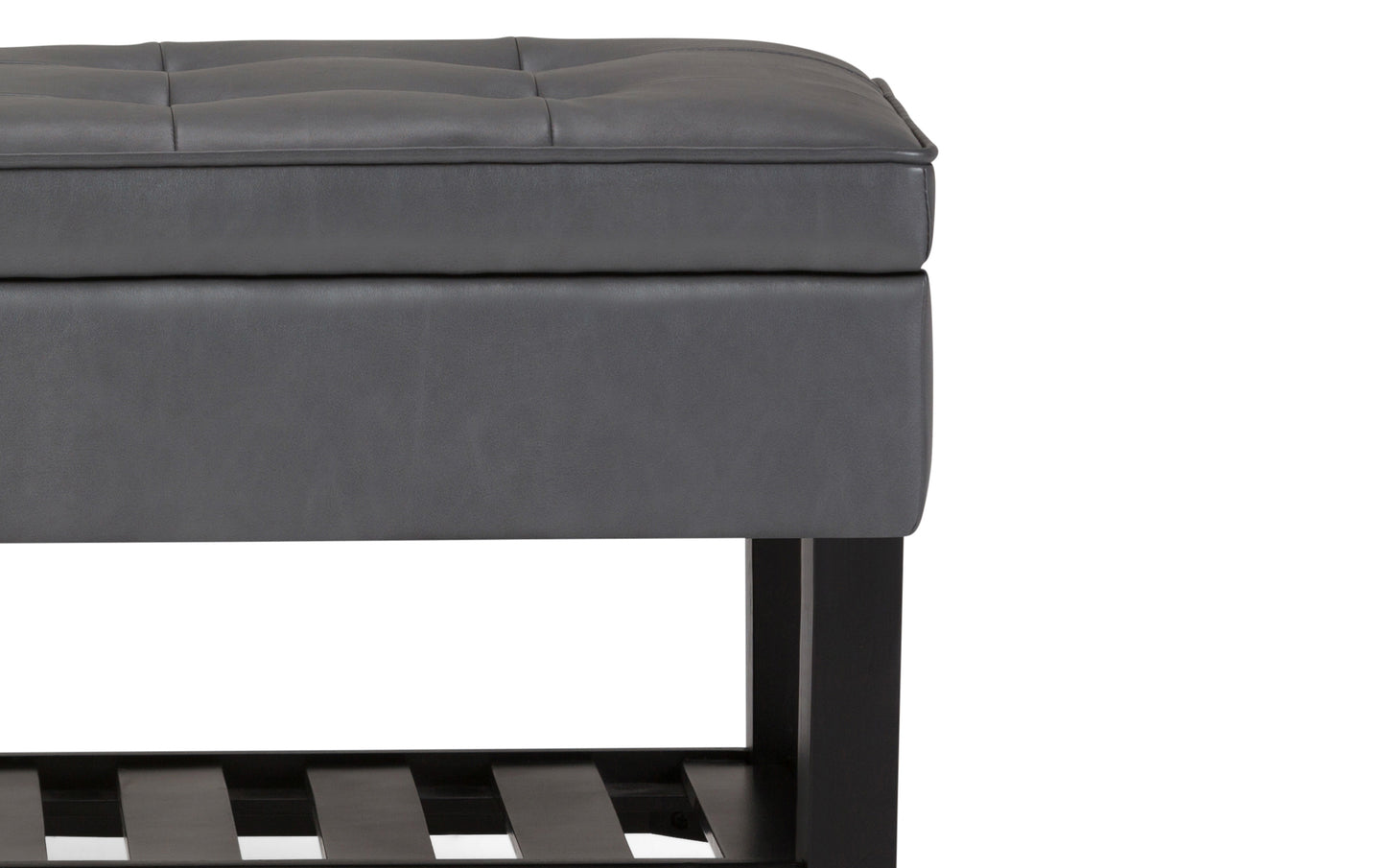 Stone Grey Vegan Leather | Cosmopolitan Entryway Storage Ottoman Bench